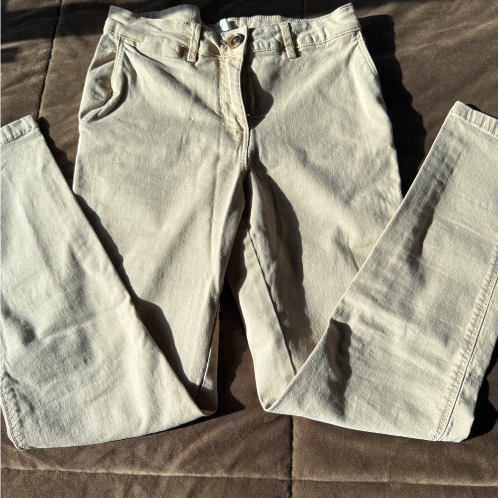 H&M khaki pants for Women in cream color